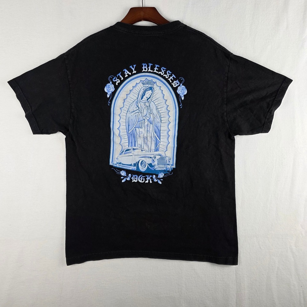 DGK Stay Blessed Virgin Mary Lowrider Graphic T-Shirt Black Size Large